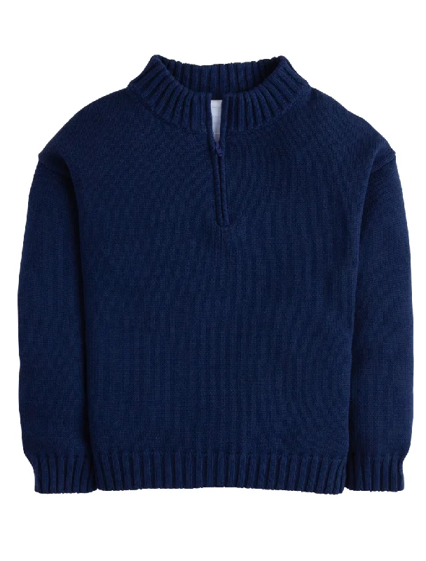 Leisure And Entertainment Little English Quarter Zip Sweater in Navy