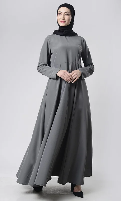 Retro Design Basic Front Box Pleat Abaya With Pockets