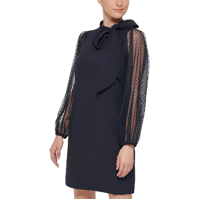Simple Comfort Vince Camuto Womens Petites Tie Neck Mini Cocktail and Party Dress